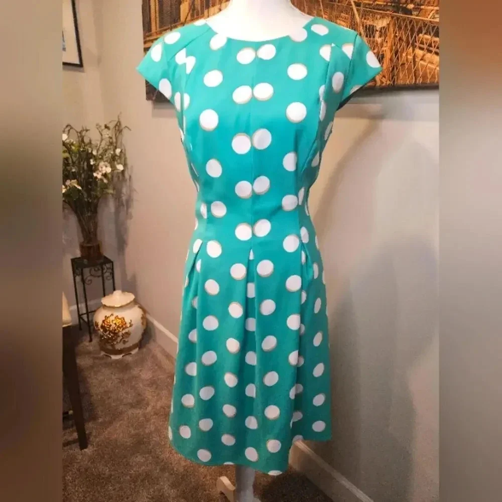 AGB Teal Polka Dot Midi Dress